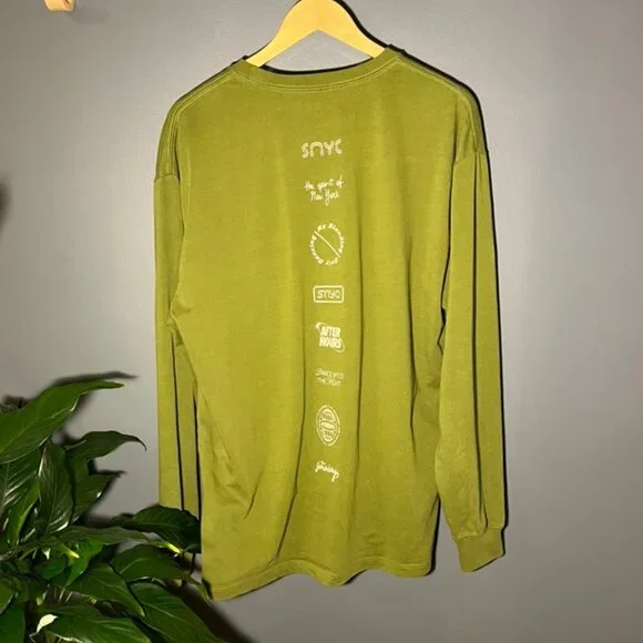 Saturdays Collage Stack Relaxed Long Sleeve Tee Mayfly - Olive - Men's Medium - Picture 3 of 8